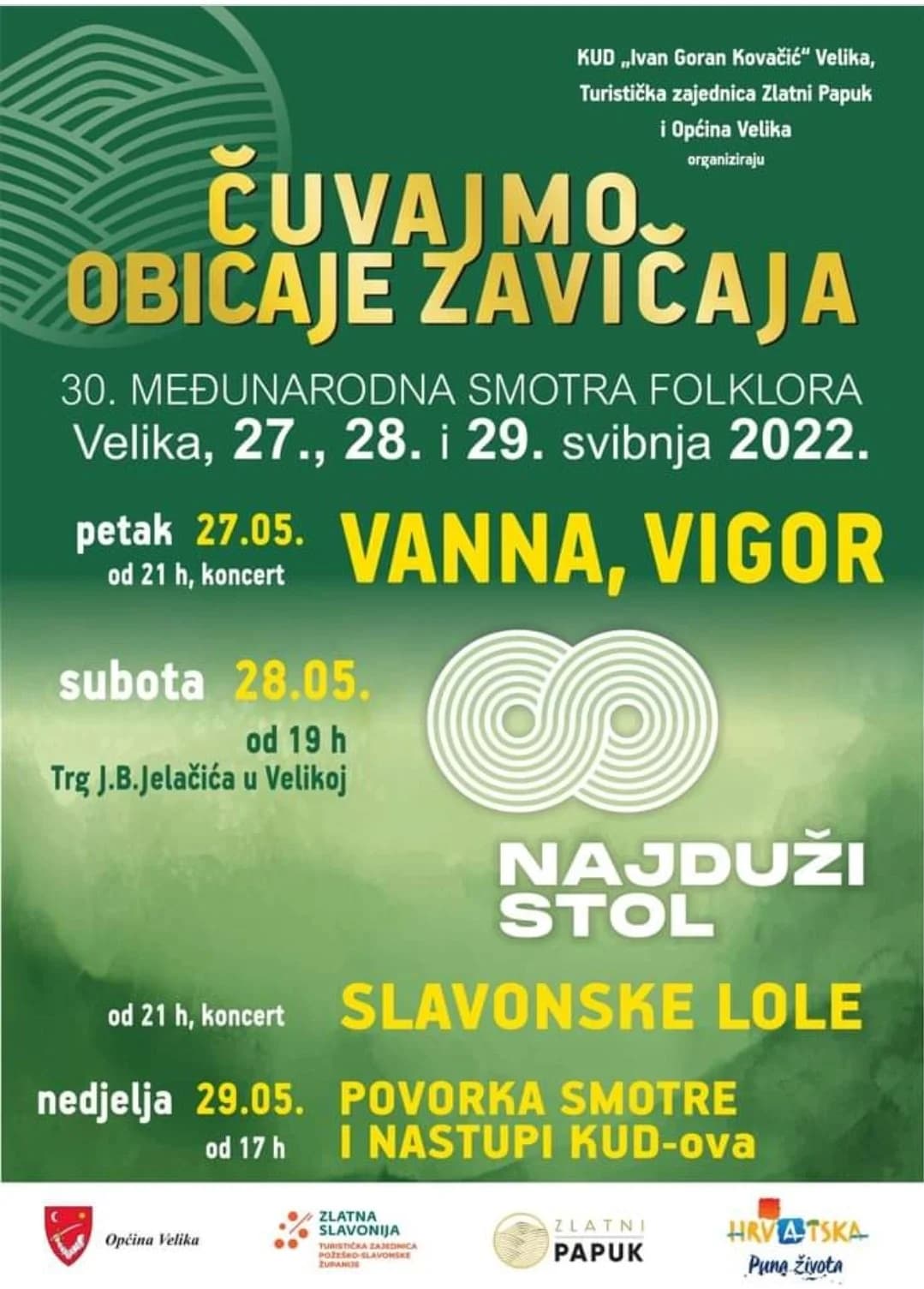 Najduži stol uz bogatu gastronomsku ponudu i običaje zavičaja, te poznata estradna imena Vanne, Vigora i Slavonskih lola