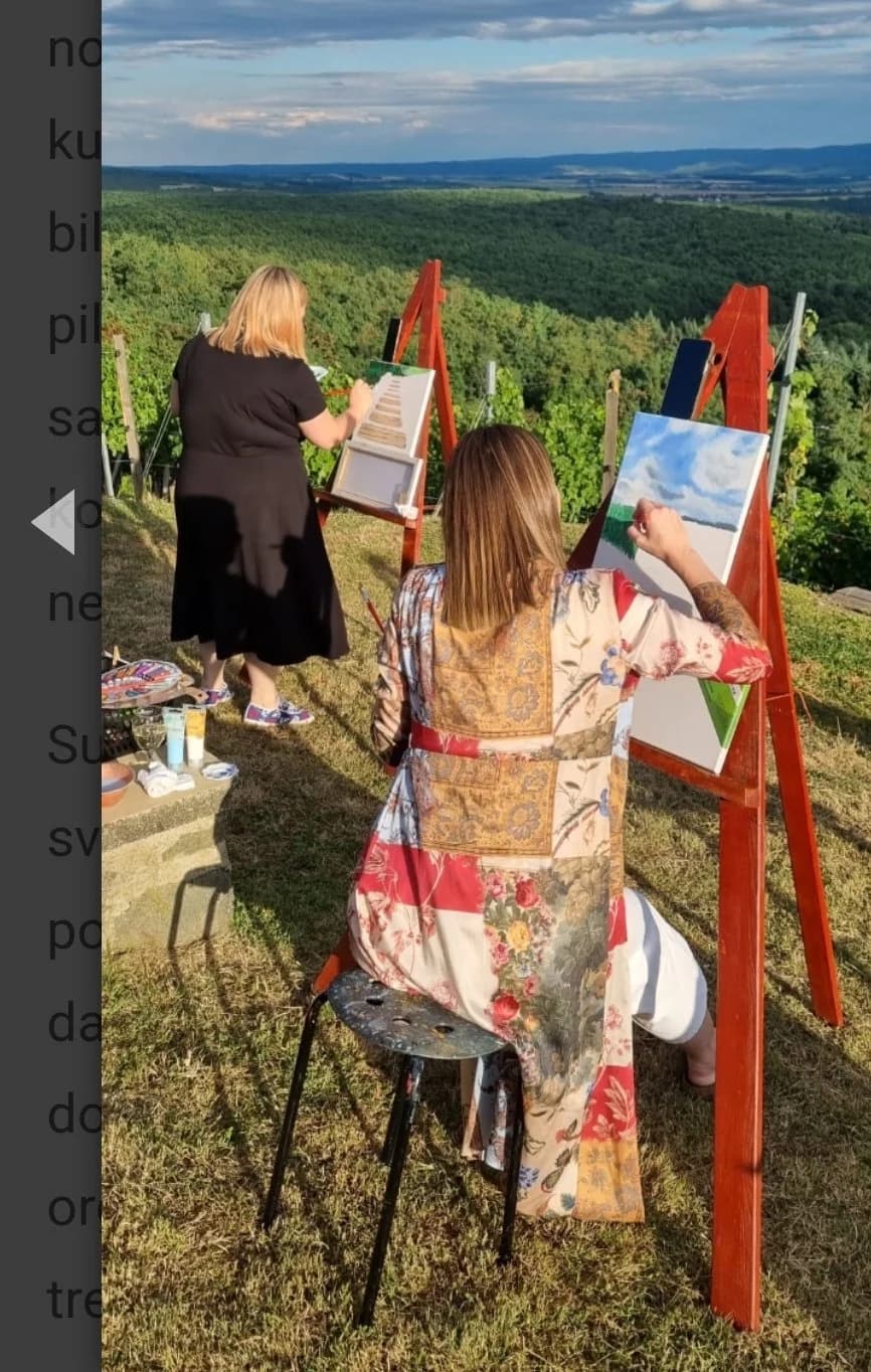 Umjetnička atrakcija na Vili Vinkomir: Štafelaji, boje, glazba i slikanje uz vino