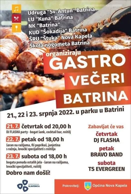 Od četvrtka do subote u našem susjedstvu „Gastro večeri u Batrini”: za svakog po mešto od ribljih i lovački specijaliteta uz druge domaće delicije