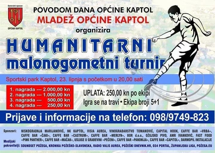 Humanitarni malonogometni turnir u Kaptolu 23.lipnja: "Već se prijavilo više od 15 ekipa"