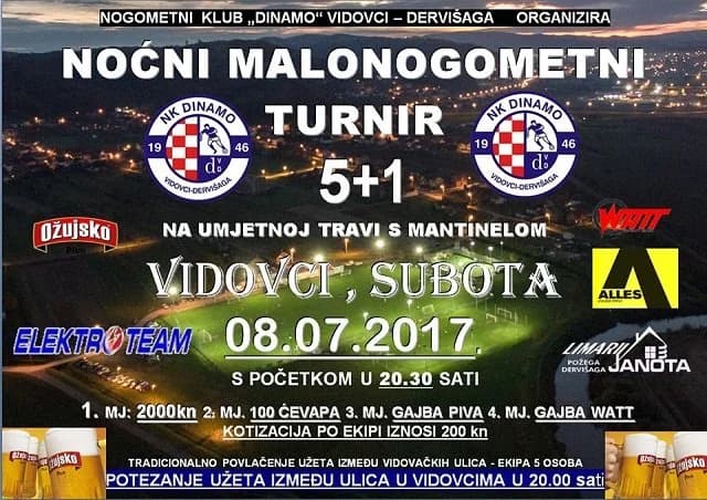 Vidovci, subota, 8.srpnja od 20 sati: Uz noćni malonogometni turnir i potezanje užeta između mještana iz svih ulica
