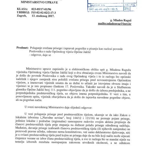 Opet pucanj u prazno Mladena Raguža: "Nema nepravilnosti u radu načelnika i Općinskog vijeća Jakšić"