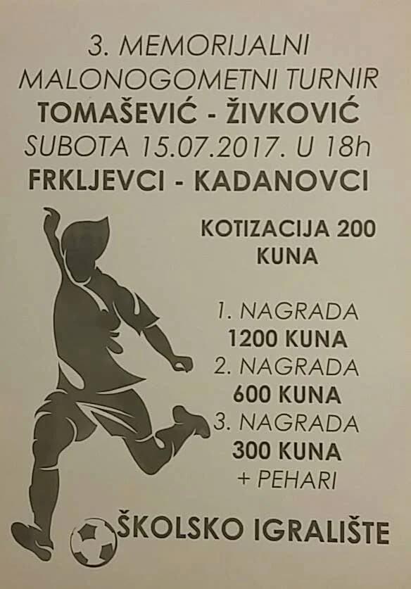 Malonogometni turnir i polaganje vijenaca u Frkljevcima u znak sjećanja na poginule branitelje Vinka Tomaševića i Matu Živkovića