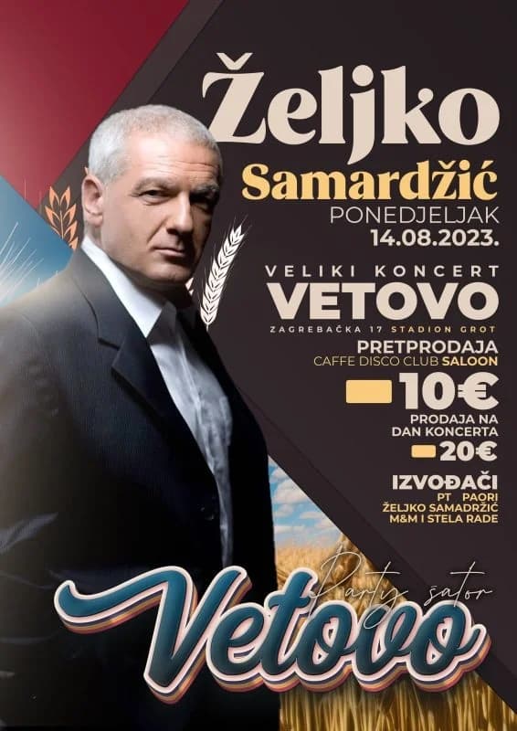 VEČER DOBROG PROVODA: Željko Samardžić mega zvijezda dolazi u Vetovo, a uz sebe ima i zanimljive goste