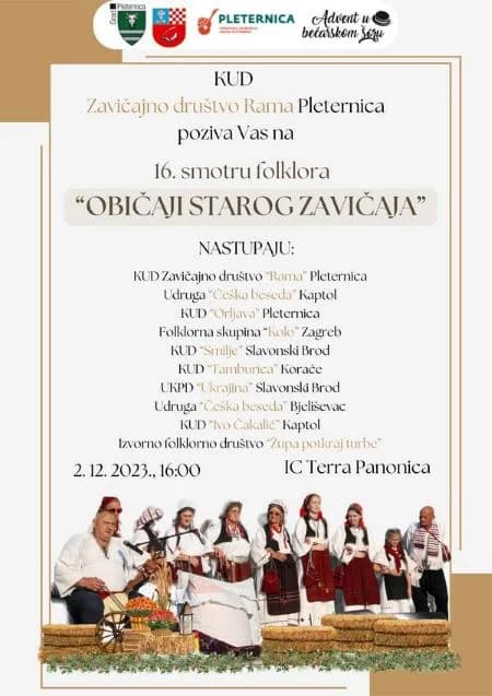 U Pleternici 2. prosinca Međunarodna smotra folklora „16. običaji starog zavičaja“