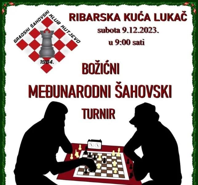 U Lukaču u subotu 9. prosinca „Božićni međunarodni šahovski turnir“
