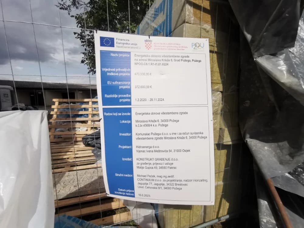 Za energetsku obnovu višestambene zgrade na adresi Miroslava Krleže 6 osigurano 372.600,59 EUR bespovratnih sredstava