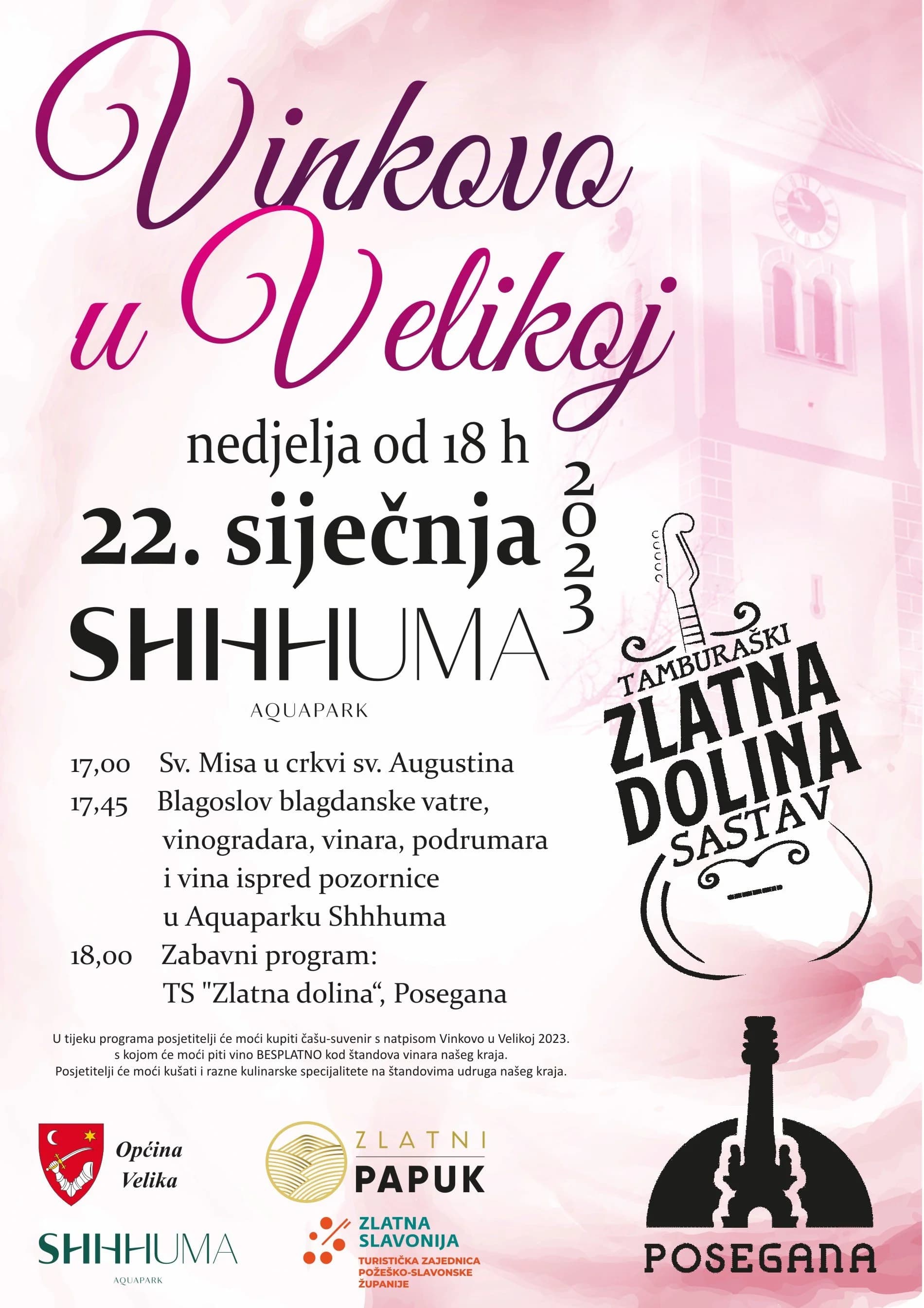 Jedinstveno Vinkovo i ove godine u Velikoj uz bogat program: Aquapark Shhhuma, nedjelja, 22.siječnja od 18 sati