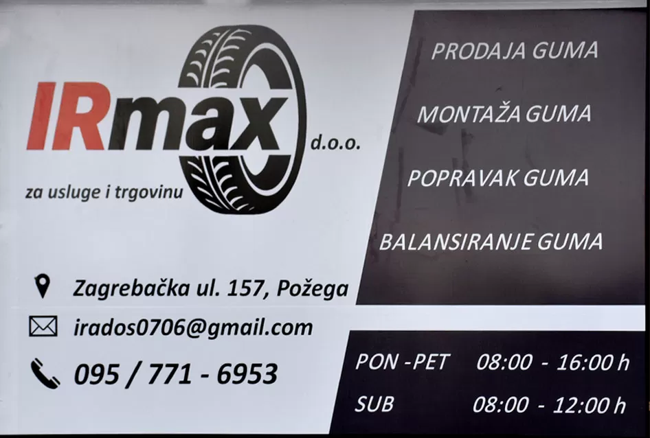 NOVO U POŽEGI: Otvorena vulkanizerska radionica “IRmax”s hotelom za gume