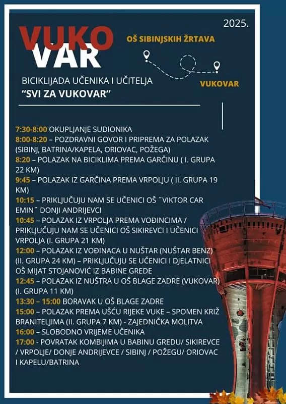 Učenici Katoličke osnovne škole u Požegi sudjeluju u biciklijadi “Svi za Vukovar”