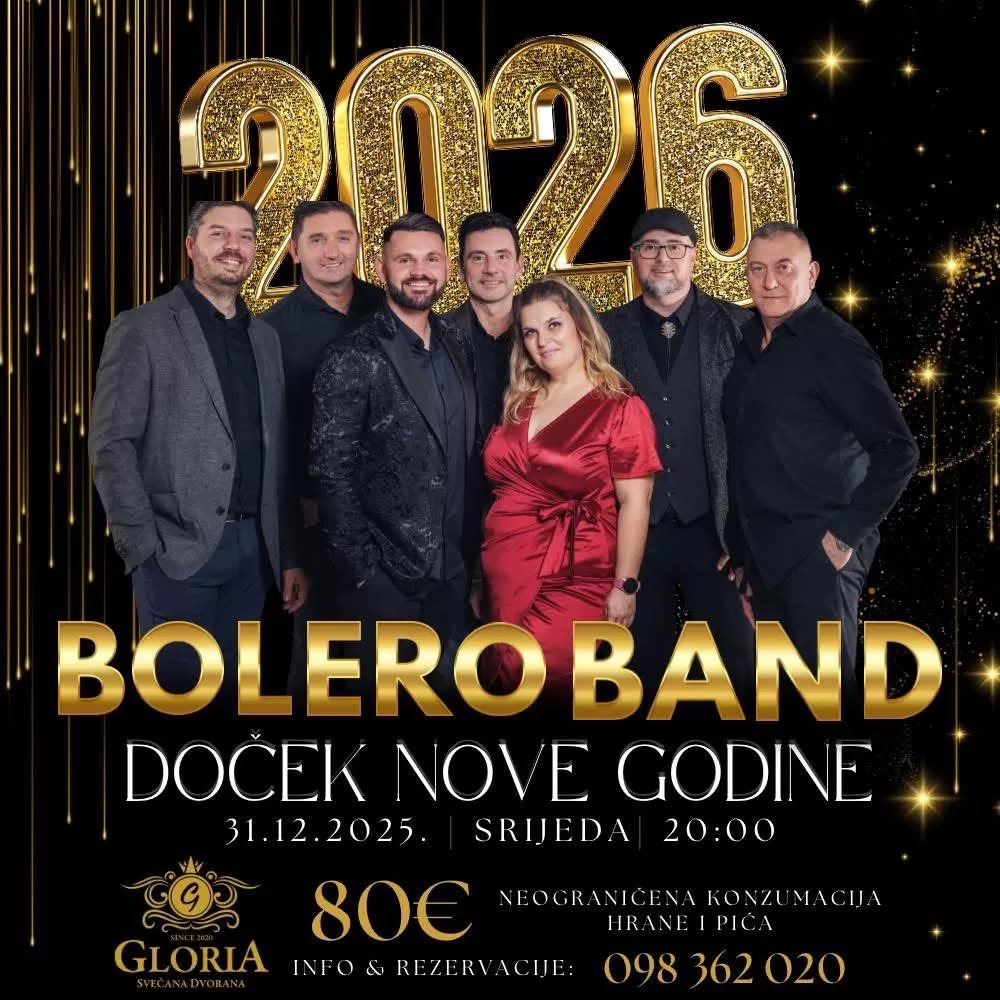 Požega.eu | Svečana dvorana Gloria uz osječki Bolero band još ima malo mjesta za doček 2026. godine