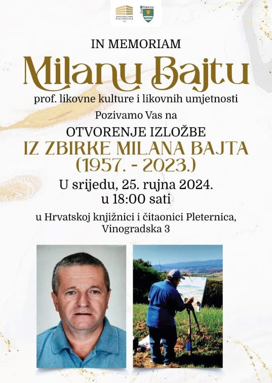 Požega.eu | DANAS U PLETERNIČKOJ KNJIŽNICI: Otvorenje ʼIzložbe iz zbirke Milana Bajta (1957.-2023.)ʼ