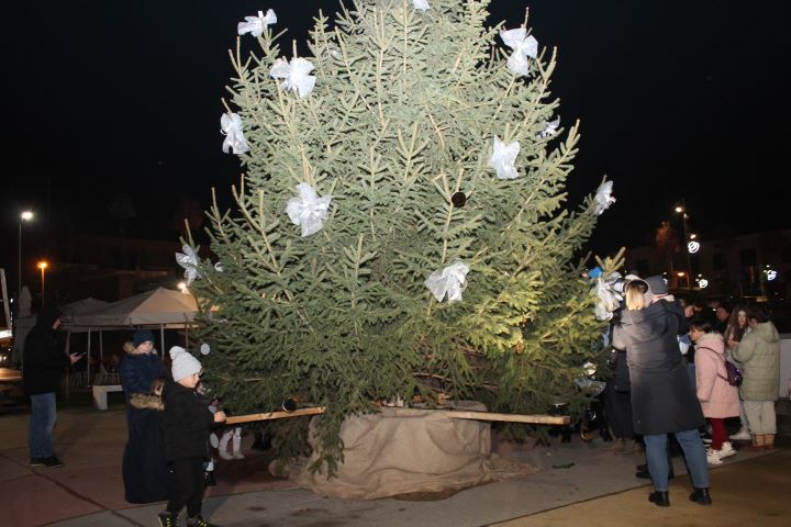 Zapaljena druga adventska svijeća, okićeno božićno drvce s  imenima Pleterničana i druženje u Bećarskom šoru