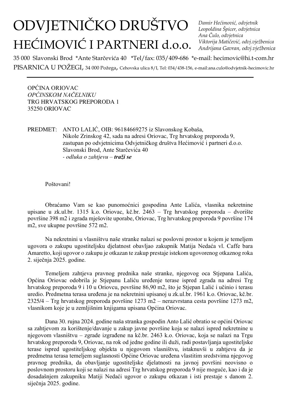 Nepotizam u Oriovcu: Kako je načelnik dodijelio javnu površinu svom nećaku?