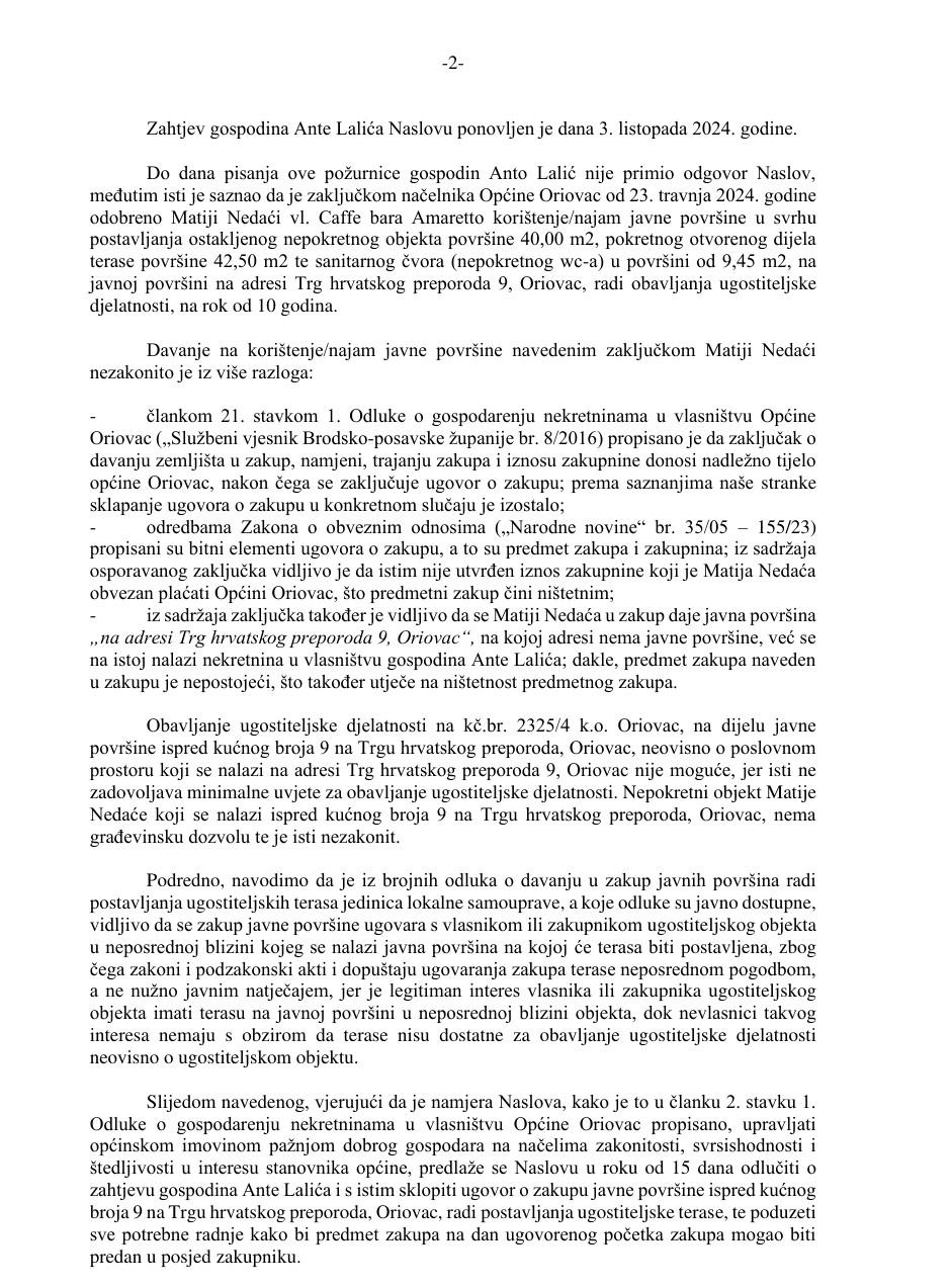 Nepotizam u Oriovcu: Kako je načelnik dodijelio javnu površinu svom nećaku?