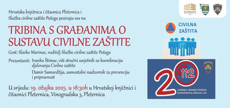 Požega.eu | (NAJAVA) Tribina s građanima o sustavu civilne zaštite večeras u Pleternici