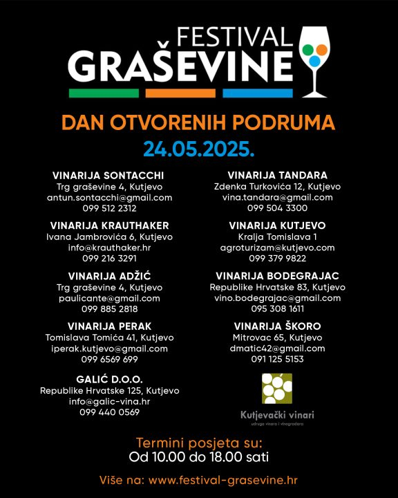 Požega.eu | [NAJAVA] Festival graševine: Dani otvorenih podruma ove subote u Kutjevu