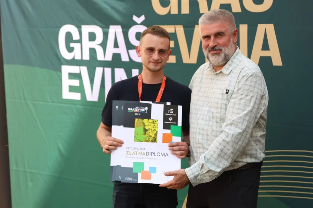 Dodijeljena šampionska priznanja za vrhunska vina u sklopu Festivala graševine 2025.: Šampion berbe 2024. za suha vina – Kutjevo d.d. 