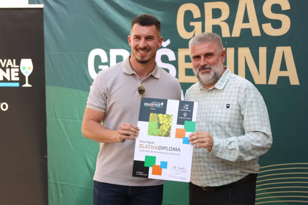 Dodijeljena šampionska priznanja za vrhunska vina u sklopu Festivala graševine 2025.: Šampion berbe 2024. za suha vina – Kutjevo d.d. 