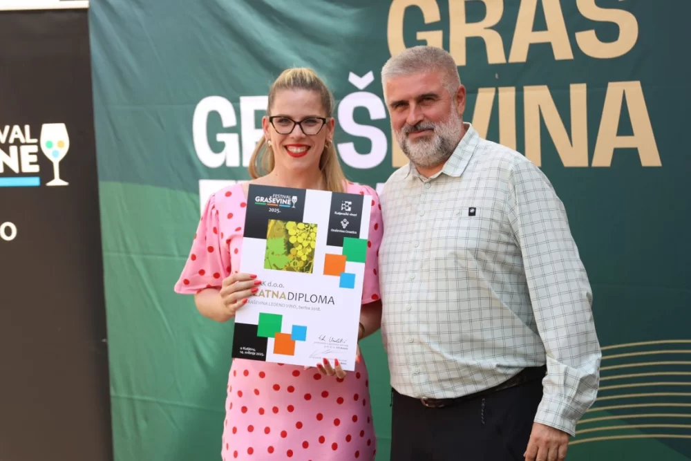 Dodijeljena šampionska priznanja za vrhunska vina u sklopu Festivala graševine 2025.: Šampion berbe 2024. za suha vina – Kutjevo d.d. 