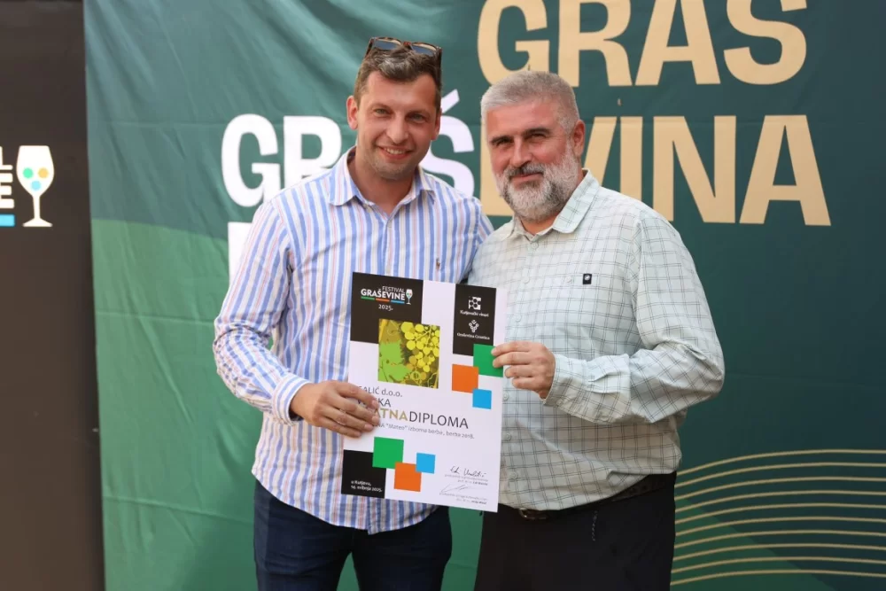 Dodijeljena šampionska priznanja za vrhunska vina u sklopu Festivala graševine 2025.: Šampion berbe 2024. za suha vina – Kutjevo d.d. 