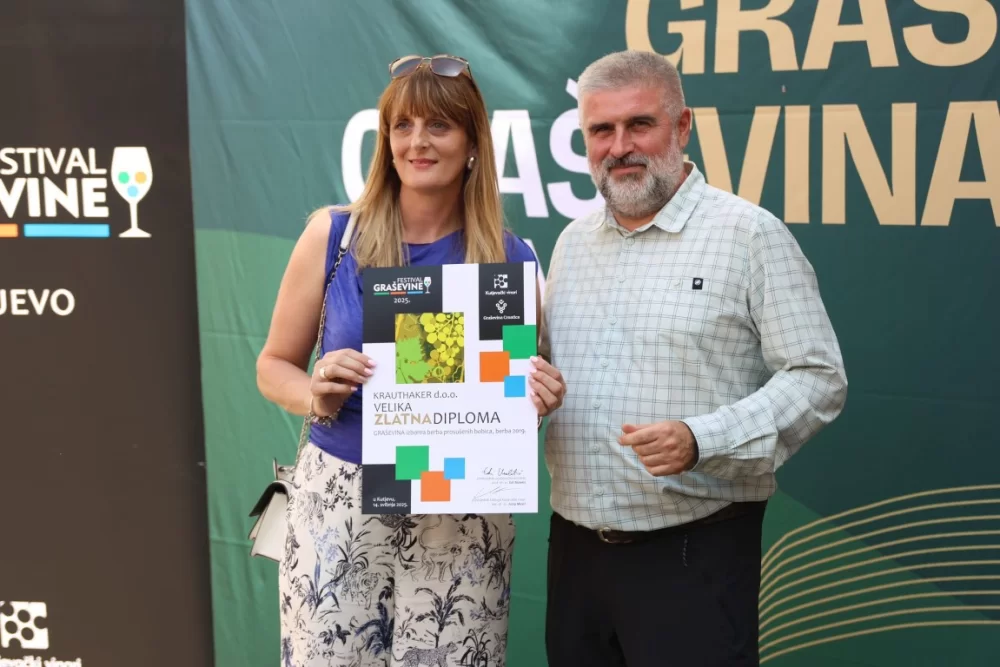 Dodijeljena šampionska priznanja za vrhunska vina u sklopu Festivala graševine 2025.: Šampion berbe 2024. za suha vina – Kutjevo d.d. 