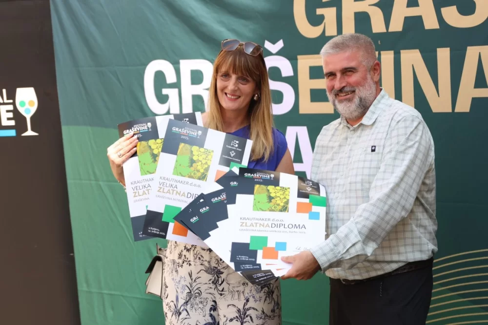 Dodijeljena šampionska priznanja za vrhunska vina u sklopu Festivala graševine 2025.: Šampion berbe 2024. za suha vina – Kutjevo d.d. 