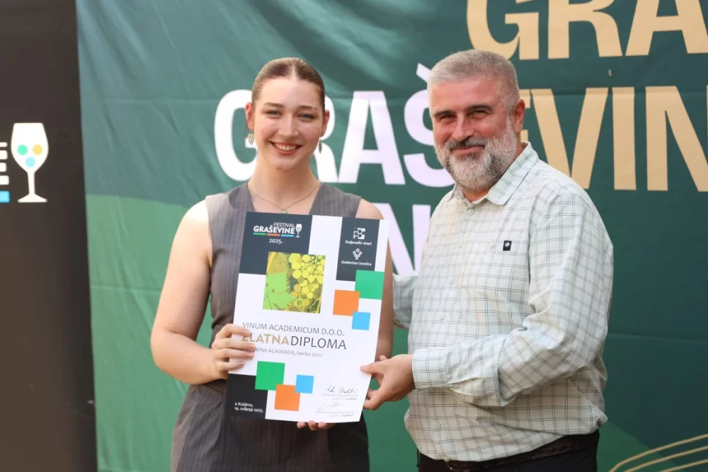 Dodijeljena šampionska priznanja za vrhunska vina u sklopu Festivala graševine 2025.: Šampion berbe 2024. za suha vina – Kutjevo d.d. 