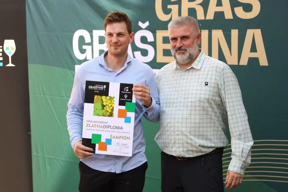 Dodijeljena šampionska priznanja za vrhunska vina u sklopu Festivala graševine 2025.: Šampion berbe 2024. za suha vina – Kutjevo d.d. 