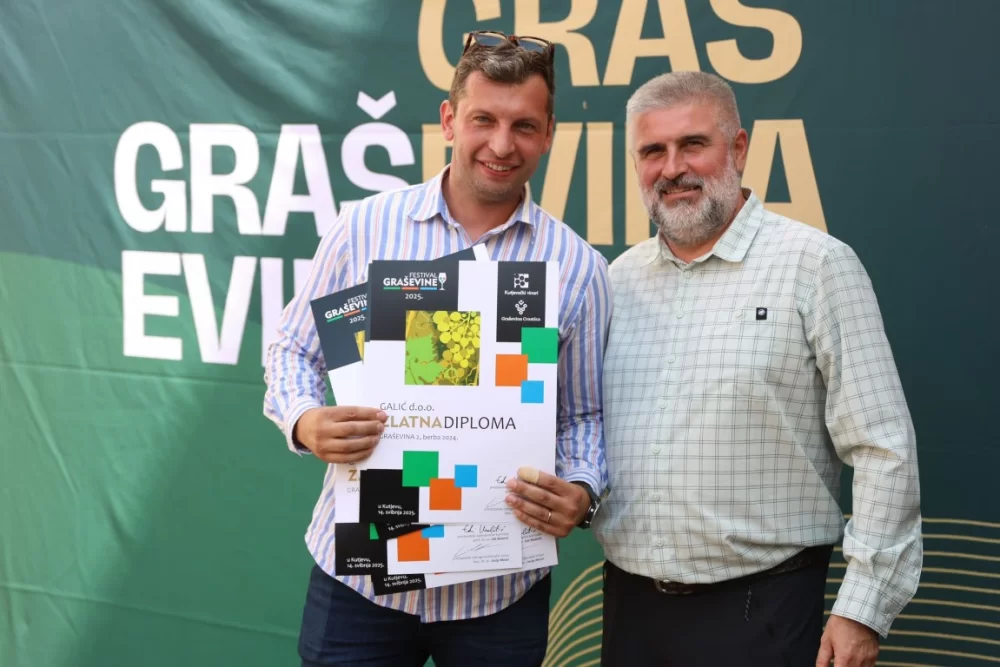 Dodijeljena šampionska priznanja za vrhunska vina u sklopu Festivala graševine 2025.: Šampion berbe 2024. za suha vina – Kutjevo d.d. 