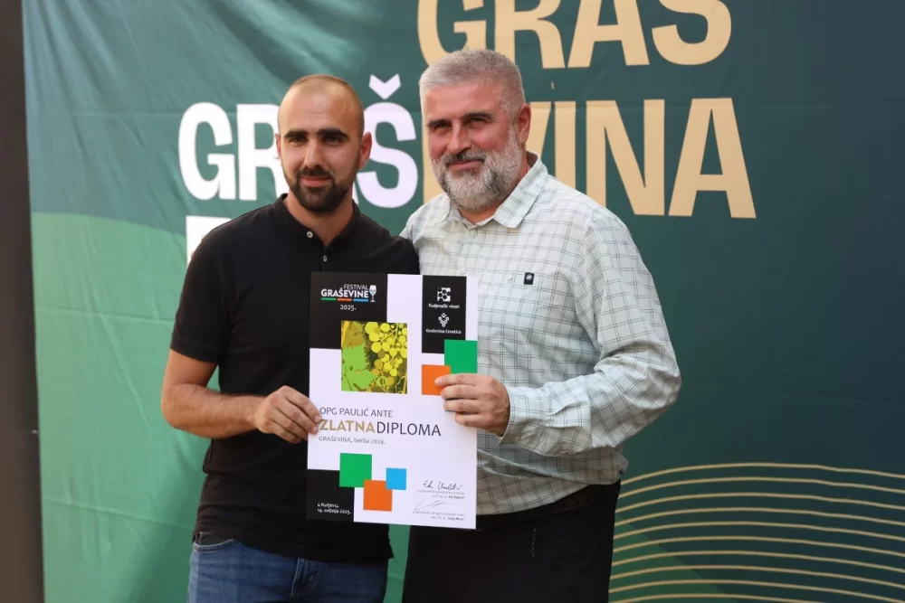 Dodijeljena šampionska priznanja za vrhunska vina u sklopu Festivala graševine 2025.: Šampion berbe 2024. za suha vina – Kutjevo d.d. 