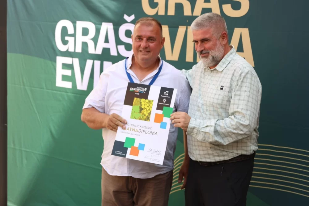 Dodijeljena šampionska priznanja za vrhunska vina u sklopu Festivala graševine 2025.: Šampion berbe 2024. za suha vina – Kutjevo d.d. 