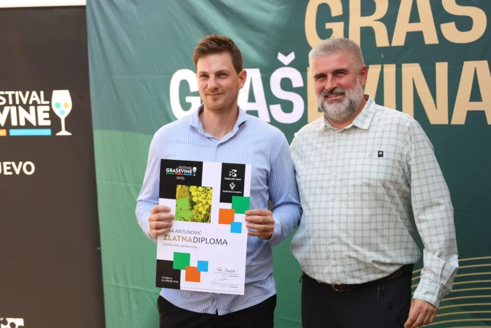 Dodijeljena šampionska priznanja za vrhunska vina u sklopu Festivala graševine 2025.: Šampion berbe 2024. za suha vina – Kutjevo d.d. 