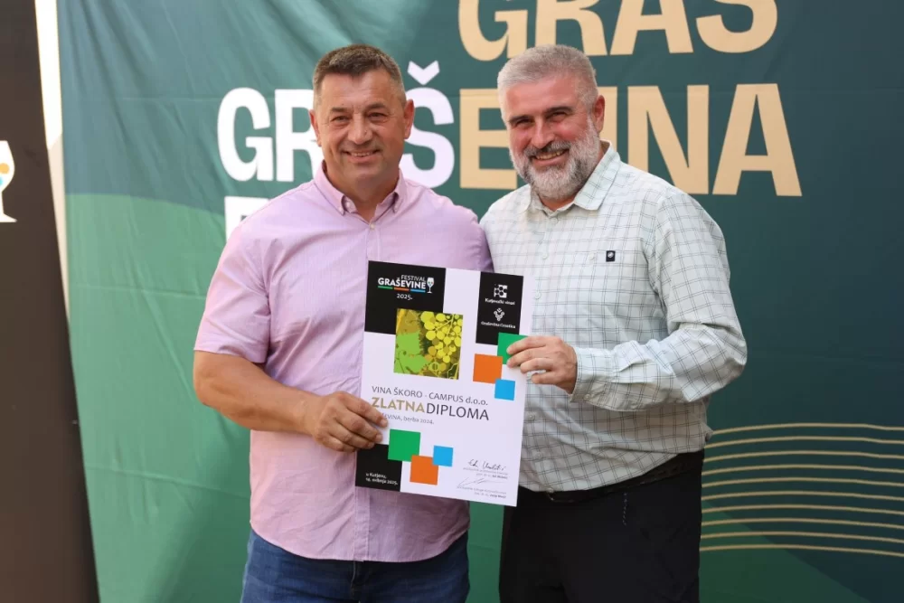 Dodijeljena šampionska priznanja za vrhunska vina u sklopu Festivala graševine 2025.: Šampion berbe 2024. za suha vina – Kutjevo d.d. 