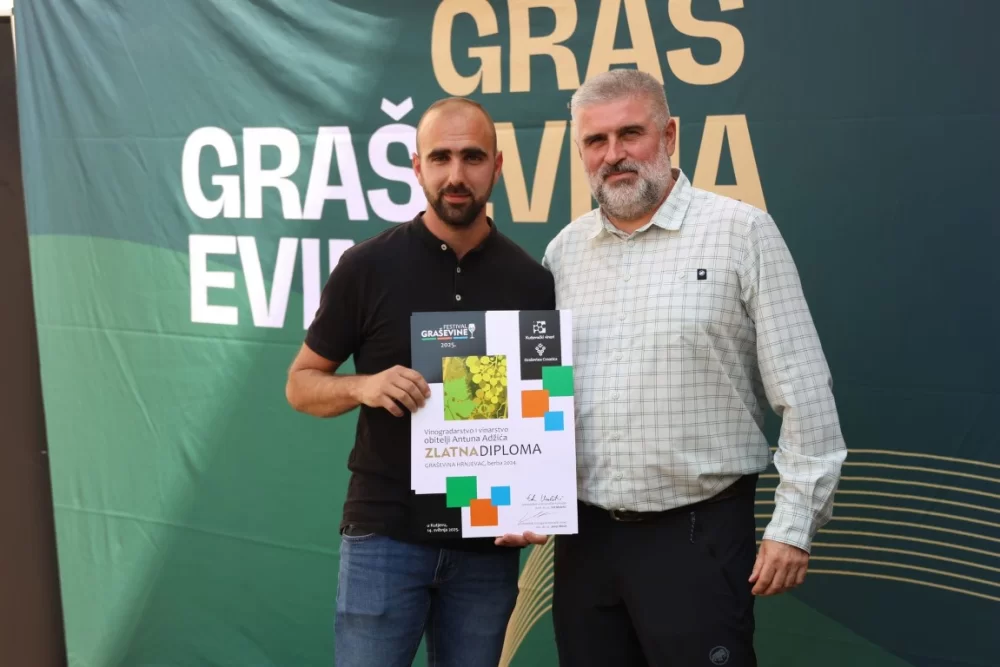 Dodijeljena šampionska priznanja za vrhunska vina u sklopu Festivala graševine 2025.: Šampion berbe 2024. za suha vina – Kutjevo d.d. 