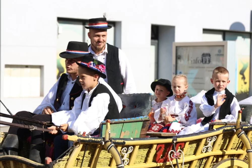 Povorka konjanika i konjskih zaprega ta članova kulturno-umjetničkih društava ulicama grada Pleternice