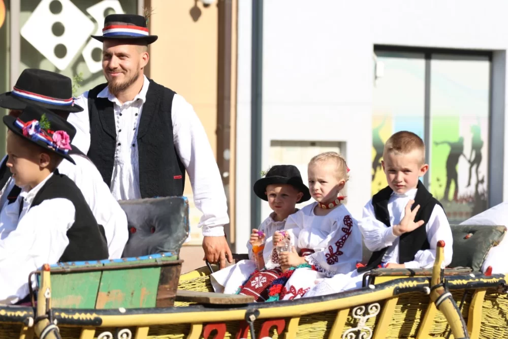 Povorka konjanika i konjskih zaprega ta članova kulturno-umjetničkih društava ulicama grada Pleternice