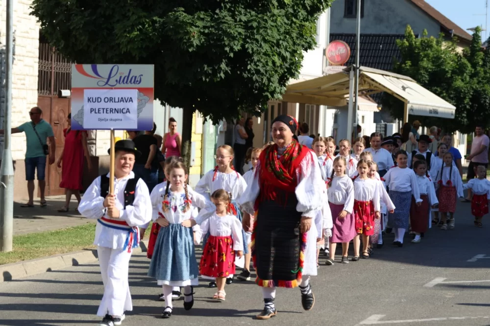 Povorka konjanika i konjskih zaprega ta članova kulturno-umjetničkih društava ulicama grada Pleternice