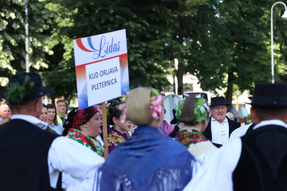 Povorka konjanika i konjskih zaprega ta članova kulturno-umjetničkih društava ulicama grada Pleternice