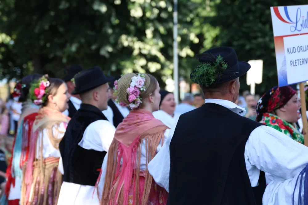 Povorka konjanika i konjskih zaprega ta članova kulturno-umjetničkih društava ulicama grada Pleternice