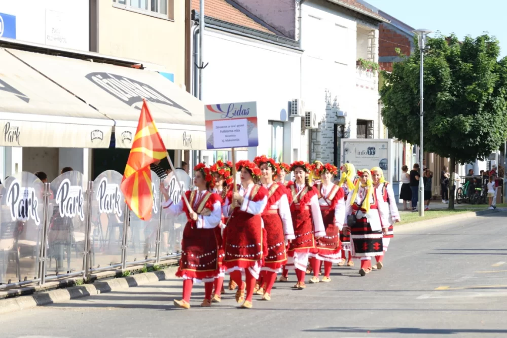 Povorka konjanika i konjskih zaprega ta članova kulturno-umjetničkih društava ulicama grada Pleternice