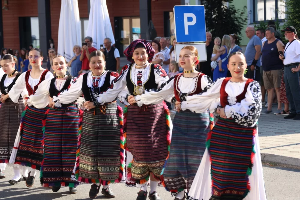 Povorka konjanika i konjskih zaprega ta članova kulturno-umjetničkih društava ulicama grada Pleternice