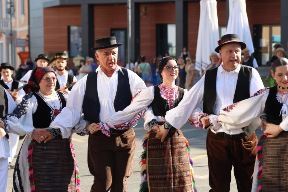 Povorka konjanika i konjskih zaprega ta članova kulturno-umjetničkih društava ulicama grada Pleternice