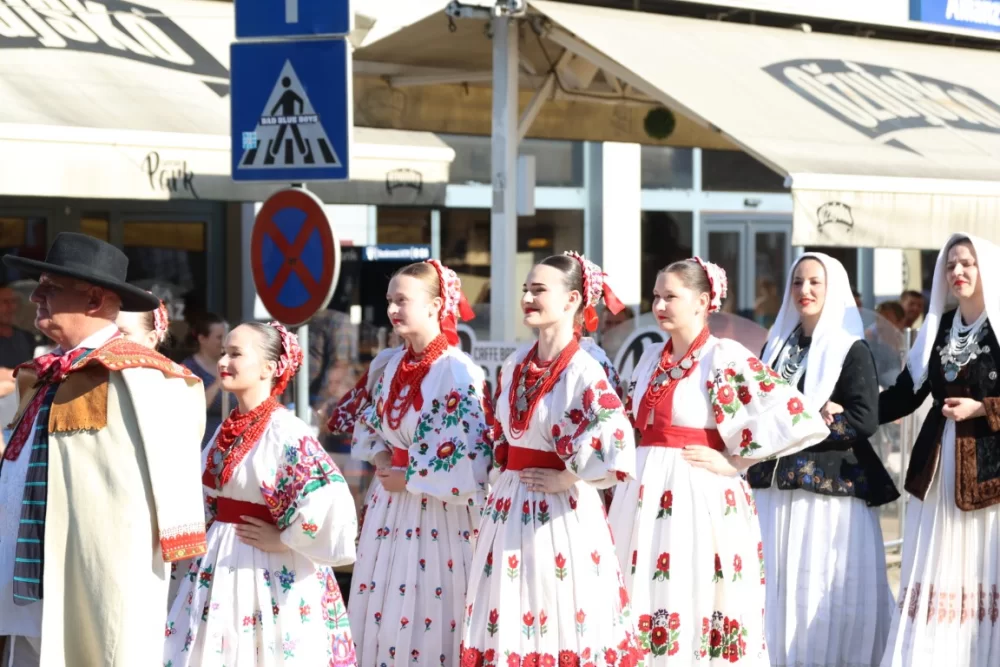 Povorka konjanika i konjskih zaprega ta članova kulturno-umjetničkih društava ulicama grada Pleternice