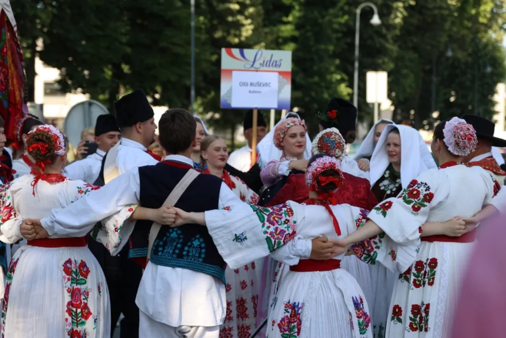 Povorka konjanika i konjskih zaprega ta članova kulturno-umjetničkih društava ulicama grada Pleternice