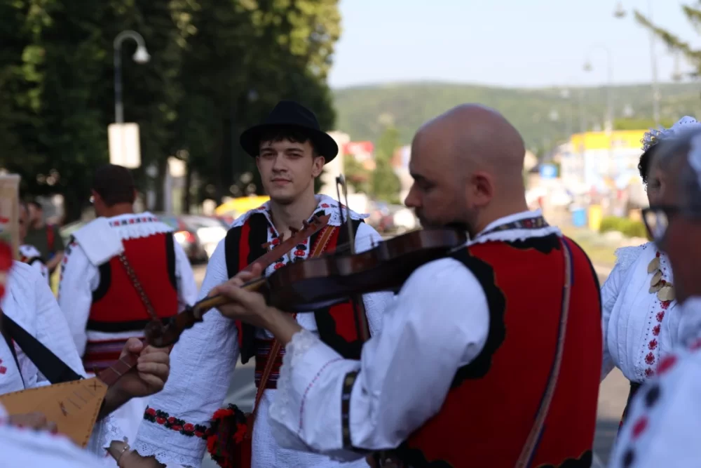 Povorka konjanika i konjskih zaprega ta članova kulturno-umjetničkih društava ulicama grada Pleternice