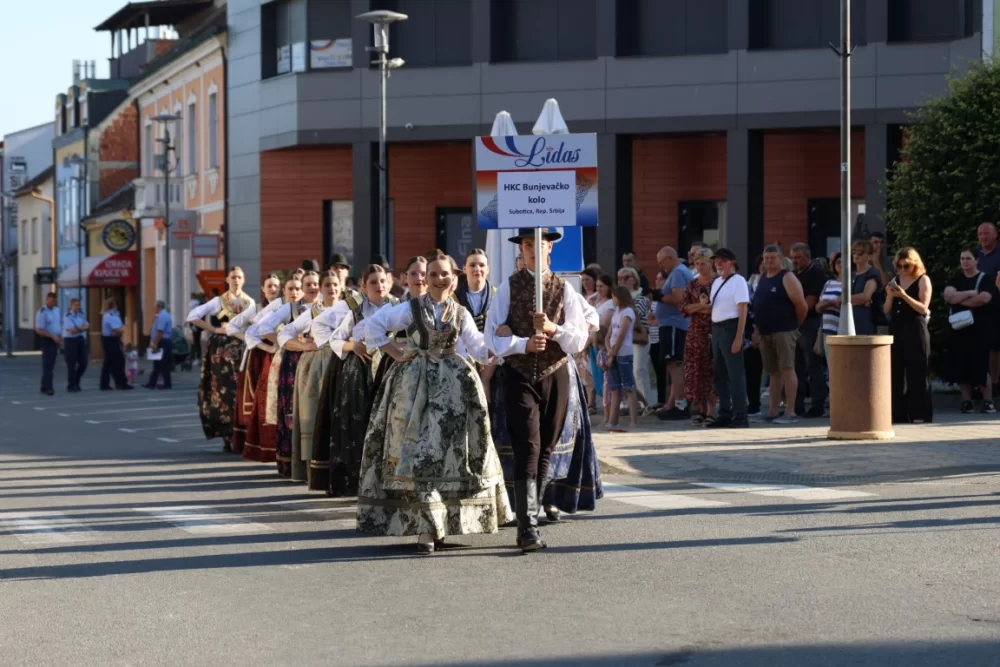 Povorka konjanika i konjskih zaprega ta članova kulturno-umjetničkih društava ulicama grada Pleternice