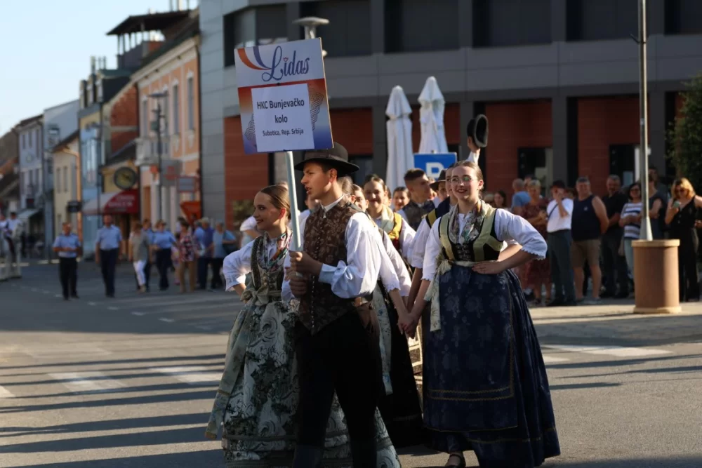 Povorka konjanika i konjskih zaprega ta članova kulturno-umjetničkih društava ulicama grada Pleternice