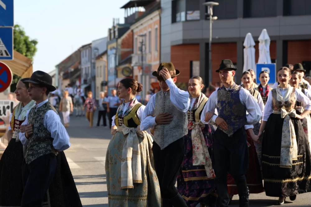 Povorka konjanika i konjskih zaprega ta članova kulturno-umjetničkih društava ulicama grada Pleternice