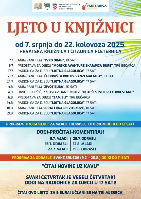 Požega.eu | PROJEKT „LJETO U KNJIŽNICI“ U PLETERNICI: Brojne aktivnosti u srpnju i kolovozu za djecu, mlade i  odrasle